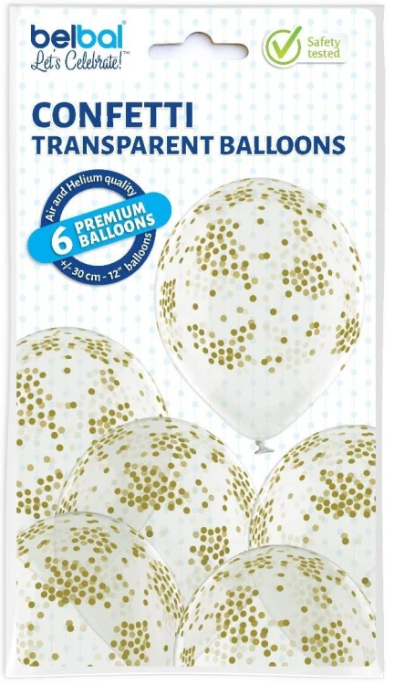 Balony konfetti 30cm 6szt
