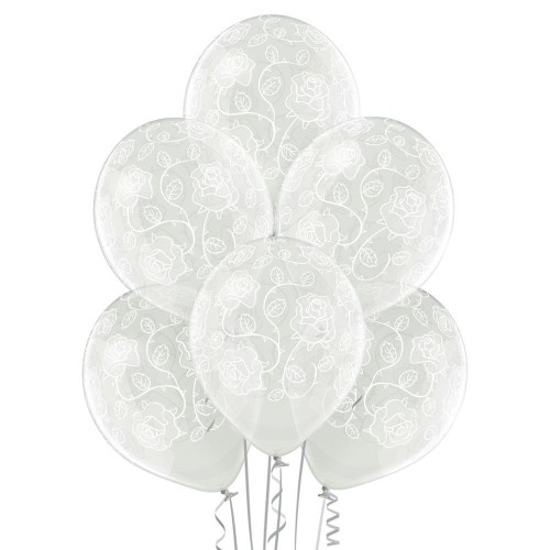 Balony crystal róże 30cm 6szt