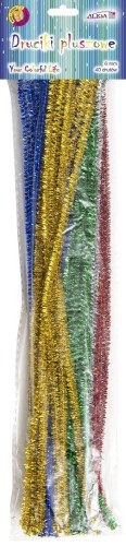 Druciki pluszowe metalizowane 6mmx30cm 40szt