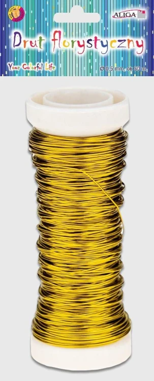 Drut florystyczny złoty 0,5mmx30m, Aliga