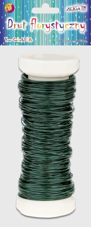 Drut florystyczny zielony 0,5mmx30m, Aliga