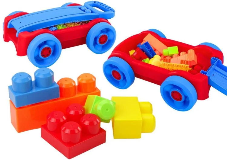 Klocki w wózku na kółkach, Leantoys