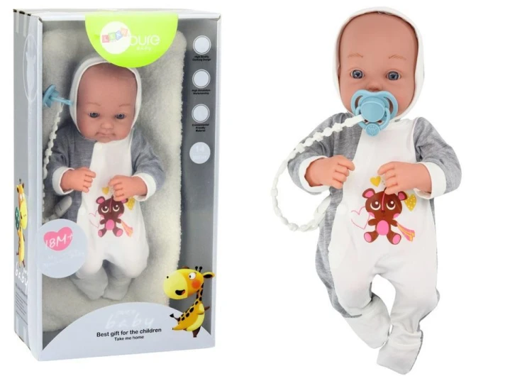Lalka ze smoczkiem + akcesoria 35cm, Leantoys