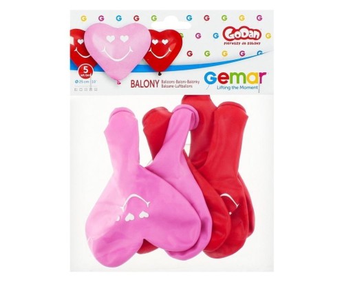 Balony Gemar Uśmiechnięte serca 5szt
