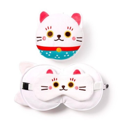 Poduszka podróżna i maska na oczy Kot Maneki Neko