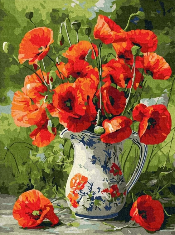 Malowanie po numerach - Maki w porcelanie 30x40cm