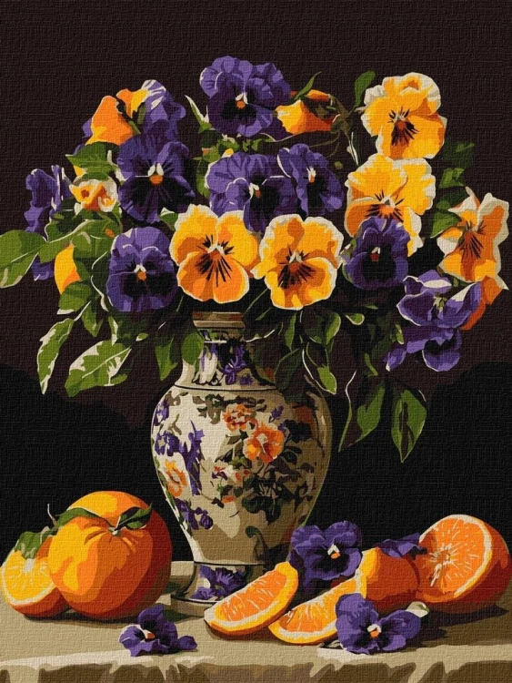 Malowanie po numerach - Wdzięczne bratki 30x40cm