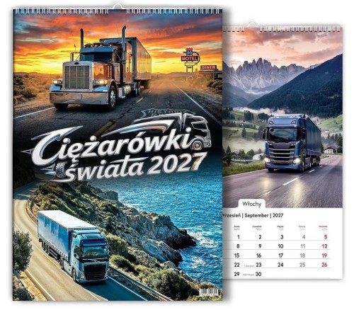 Kalendarz 2027 wieloplanszowy Ciężarówki