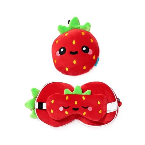 Poduszka podróżna i maska na oczy Strawberry