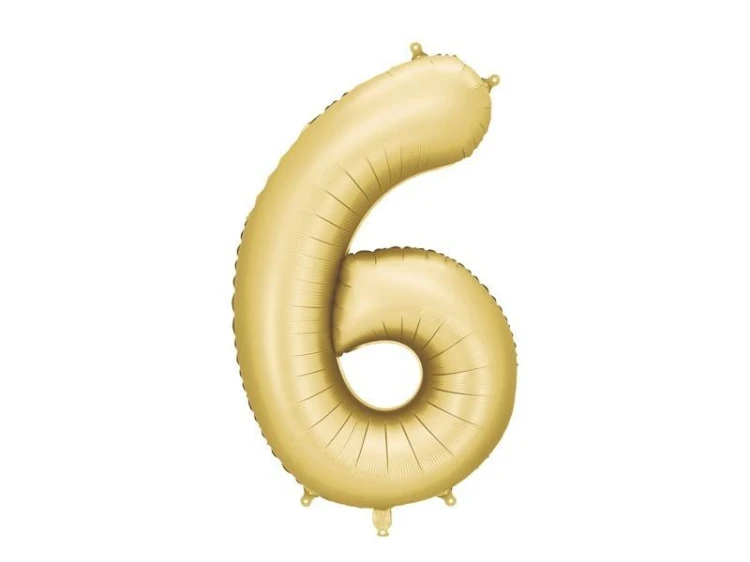 Balon foliowy cyfra 6 86cm złoty