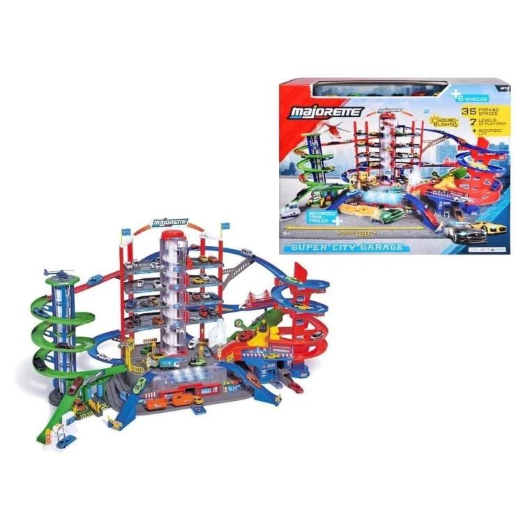 Majorette Garaż Super City + 6 aut 128cm