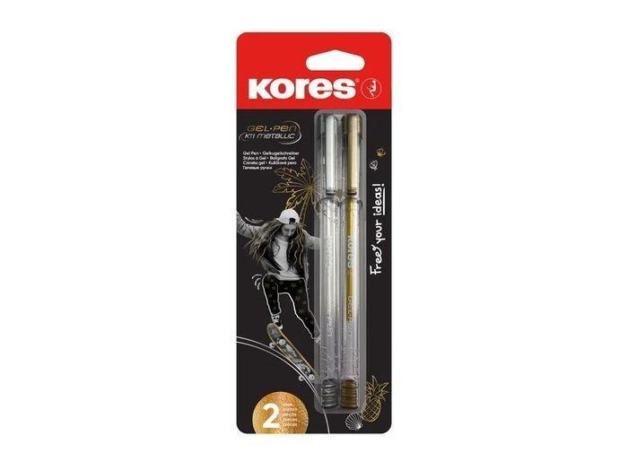 Długopis żelowy Metallic 2szt, Kores