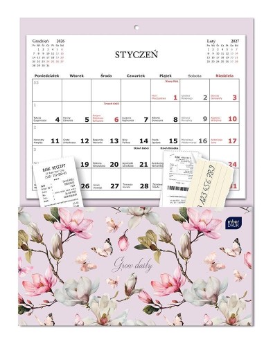 Kalendarzyk 2027 ścienny z kieszonką Magnolia