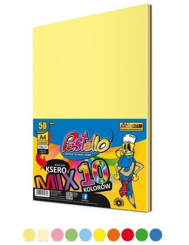 Papier ksero A4 160g 10 kolorów 50 arkuszy