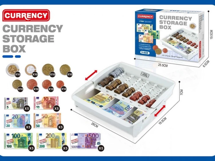 Kasetka na pieniądze + banknoty i monety, Madej