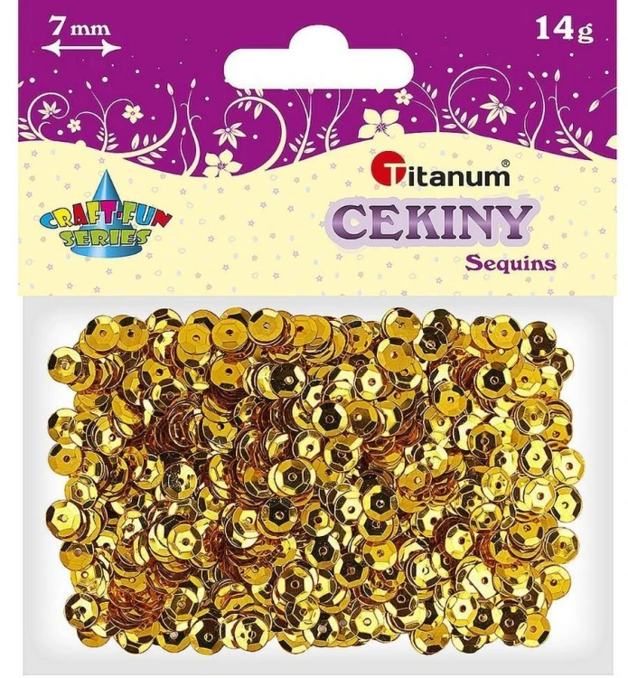 Cekiny 7mm metaliczne złote, Titanum