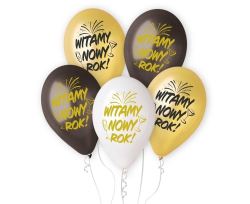 Balony Premium Hel Witamy Nowy Rok 33cm 5szt