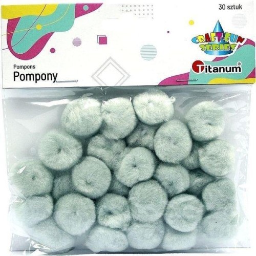 Pompony akrylowe 25mm szare 30szt, Titanum
