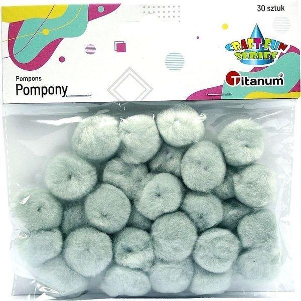 Pompony akrylowe 25mm szare 30szt, Titanum