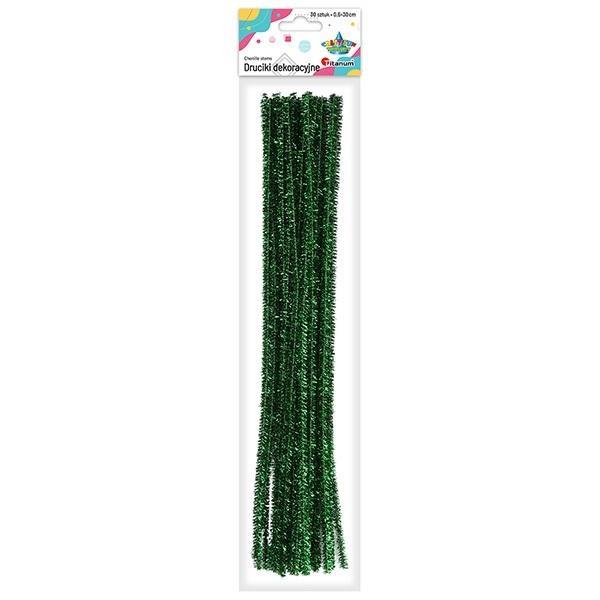 Druciki metalizowane zielone 30szt, Titanum