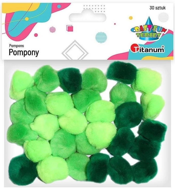 Pompony akrylowe 25mm zielone 30szt., Titanum