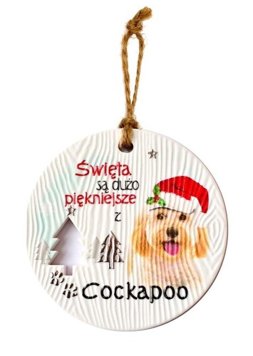 Zawieszka ceramiczna Boże Narodzenie Cockapoo