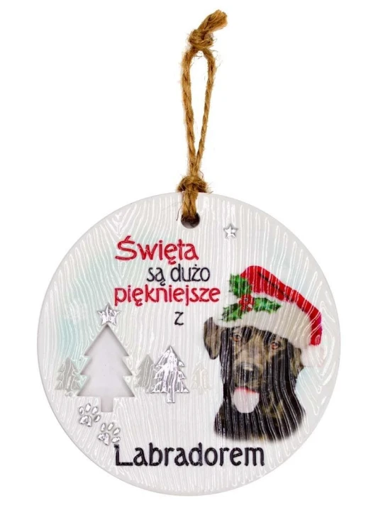 Zawieszka ceramiczna Boże Narodzenie Labrador