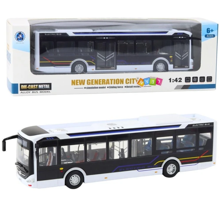 Autobus metalowy miejski światło i dżwięk 1:42