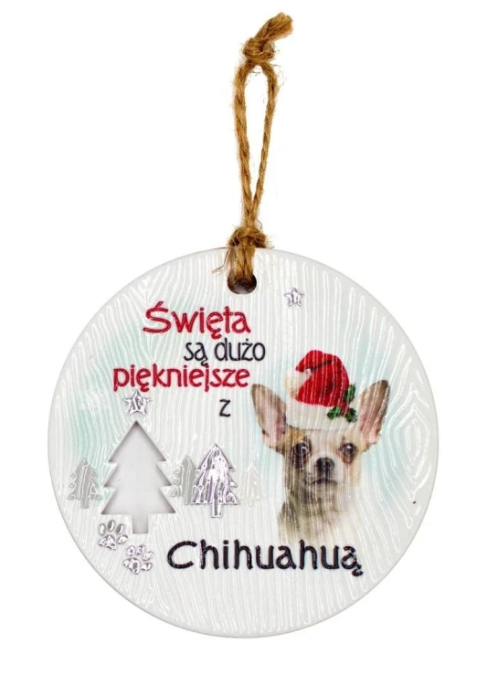 Zawieszka ceramiczna Boże Narodzenie Chihuahua
