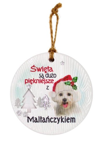 Zawieszka ceramiczna Boże Narodzenie Maltańczyk