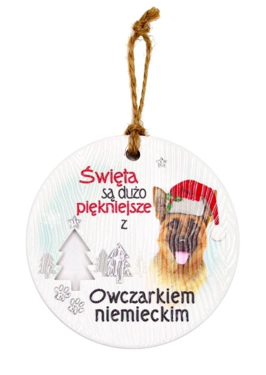 Zawieszka ceramiczna Boże Narodzenie Owczarek niem