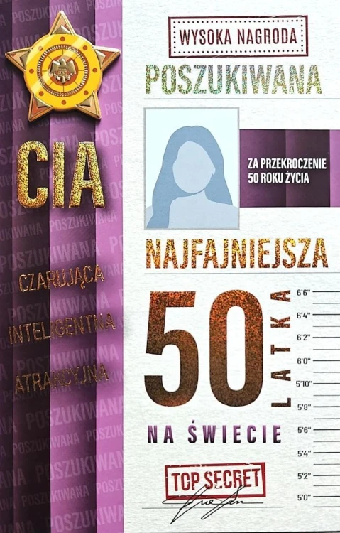 Karnet Urodziny 50 damskie poszukiwana