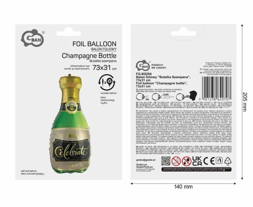 Balon foliowy Butelka Szampana 73x31cm