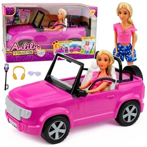 Lalka Anlily w kabriolecie + akcesoria, Leantoys