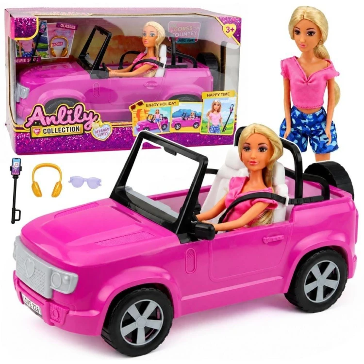 Lalka Anlily w kabriolecie + akcesoria, Leantoys