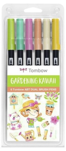 Flamastry dwustronne Garden 6szt, Tombow