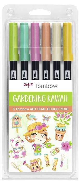 Flamastry dwustronne Garden 6szt, Tombow