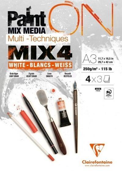 Blok A3 białych papierów mix4 250g 12ark