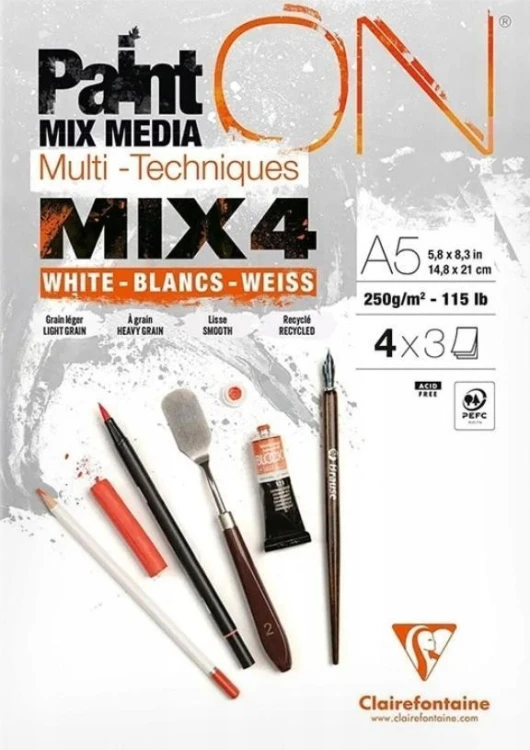 Blok A5 białych papierów mix4 250g 12ark