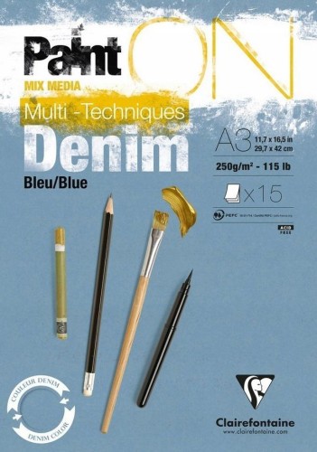 Blok A3 dżinsowy 250g 15ark, Clairefontaine