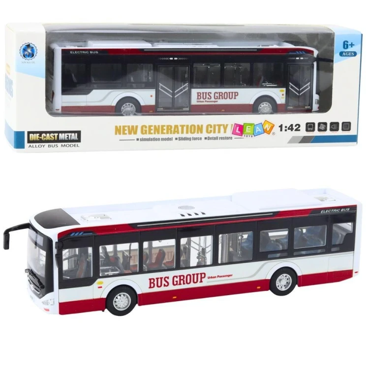 Autobus metalowy miejski światło i dżwięk 1:42