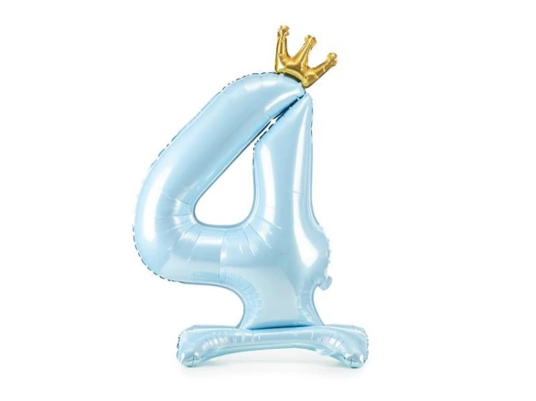 Stojący balon foliowy cyfra 4 84cm błękitny