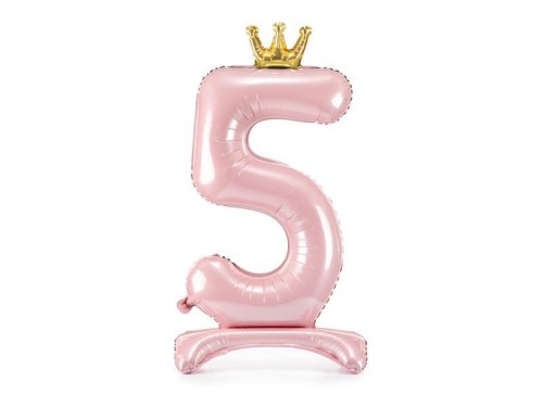 Stojący balon foliowy cyfra 5 84cm jasny róż
