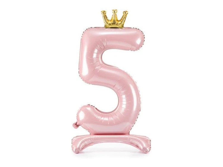Stojący balon foliowy cyfra 5 84cm jasny róż