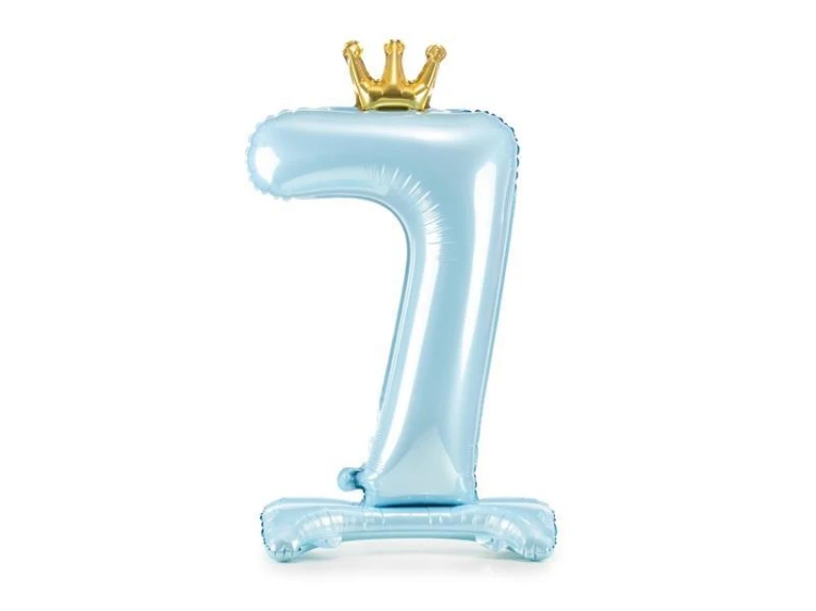 Stojący balon foliowy cyfra 7 84cm błękitny