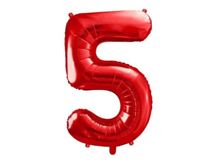 Balon foliowy cyfra 5 86cm czerwony