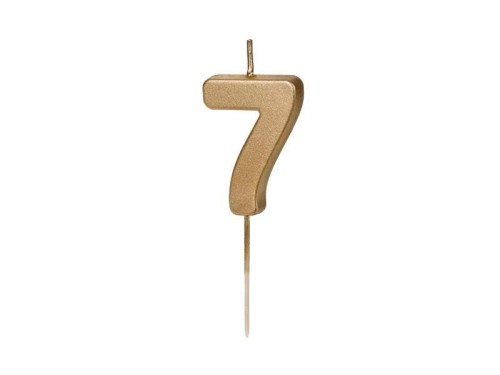 Świeczka urodzinowa cyfra 7 złota 4,5cm