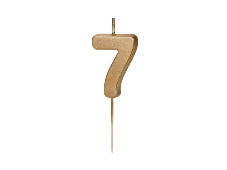 Świeczka urodzinowa cyfra 7 złota 4,5cm