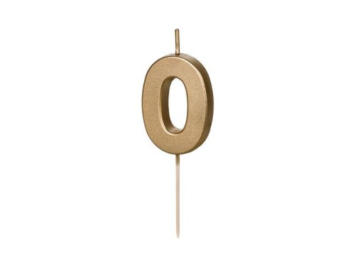 Świeczka urodzinowa cyfra 0 złota 4,5cm
