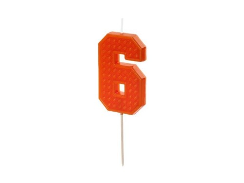 Świeczka urodzinowa cyfra 6 czerwona 6cm